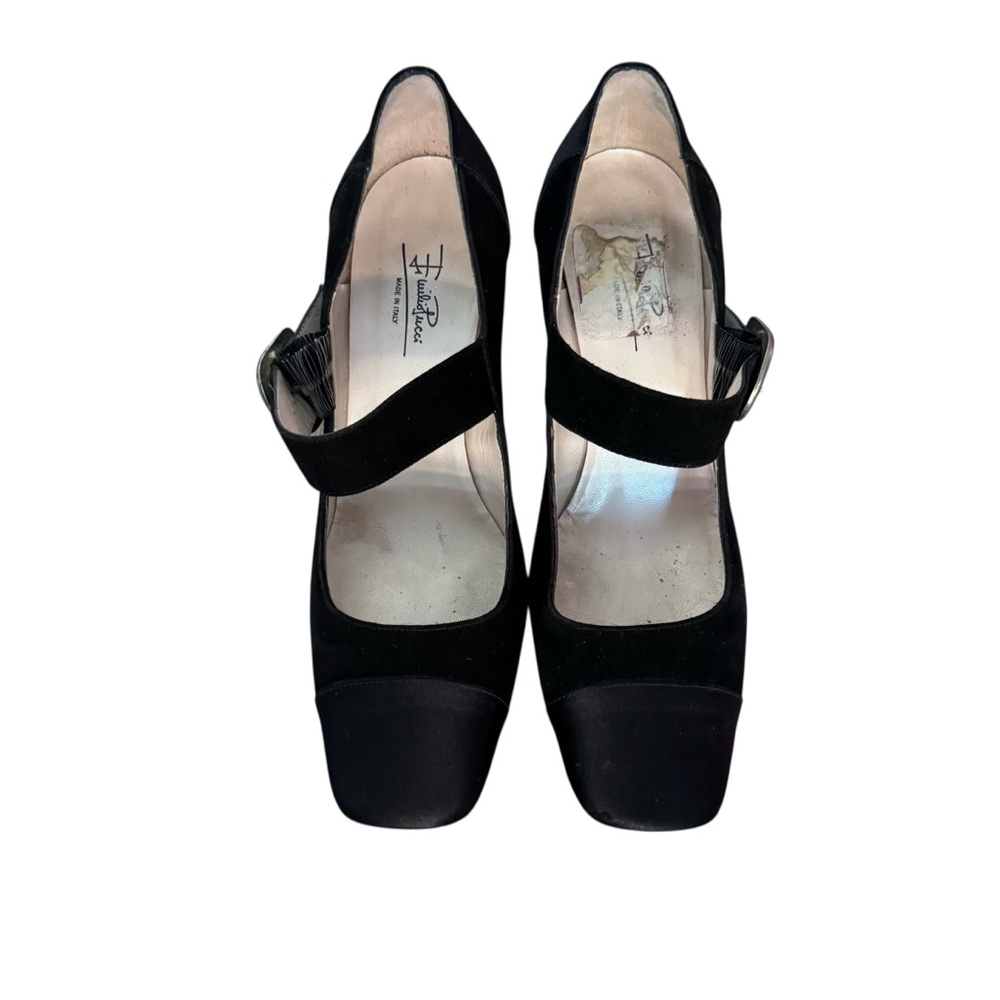 Emilio Pucci Black Block Heel Mary Jane Shoes size 36.5